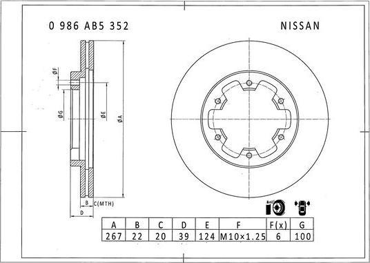 BOSCH 0 986 AB5 352 - Гальмівний диск autozip.com.ua