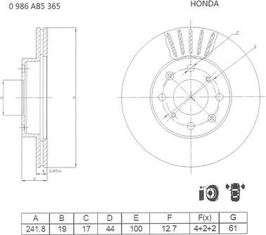 BOSCH 0 986 AB5 365 - Гальмівний диск autozip.com.ua