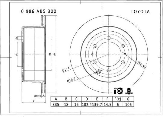 BOSCH 0 986 AB5 300 - Гальмівний диск autozip.com.ua