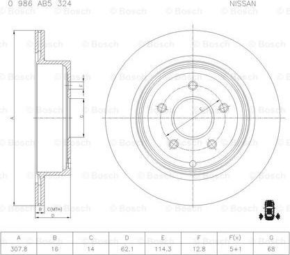 BOSCH 0 986 AB5 324 - Гальмівний диск autozip.com.ua