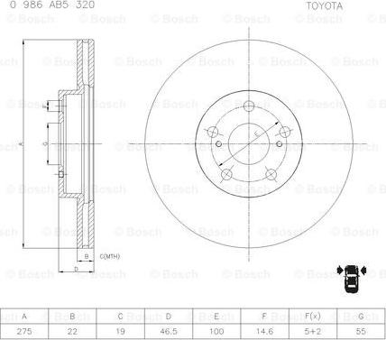 BOSCH 0 986 AB5 320 - Гальмівний диск autozip.com.ua