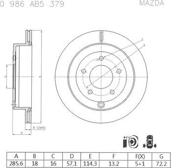 BOSCH 0 986 AB5 379 - Гальмівний диск autozip.com.ua