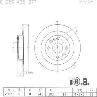 BOSCH 0 986 AB5 377 - Гальмівний диск autozip.com.ua