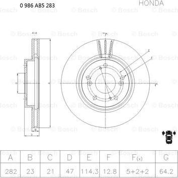 BOSCH 0 986 AB5 283 - Гальмівний диск autozip.com.ua