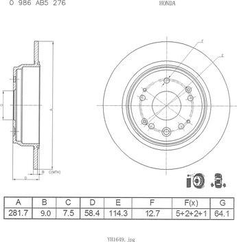 BOSCH 0 986 AB5 276 - Гальмівний диск autozip.com.ua