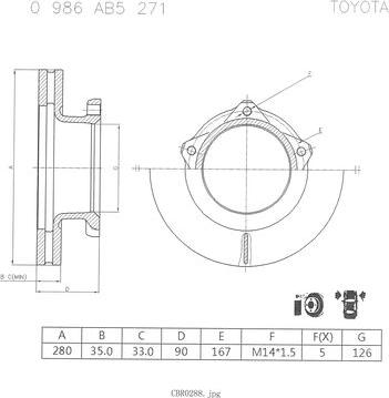 BOSCH 0 986 AB5 271 - Гальмівний диск autozip.com.ua