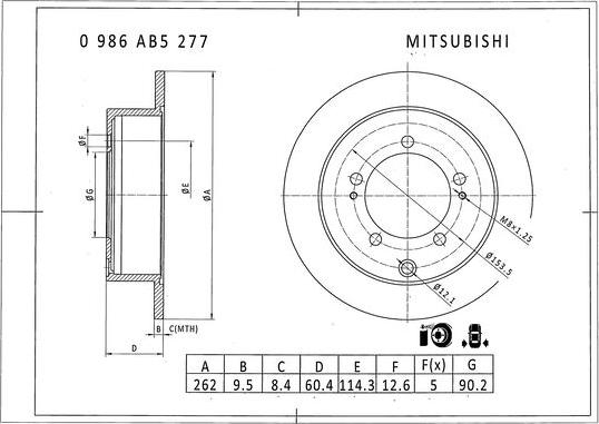 BOSCH 0 986 AB5 277 - Гальмівний диск autozip.com.ua