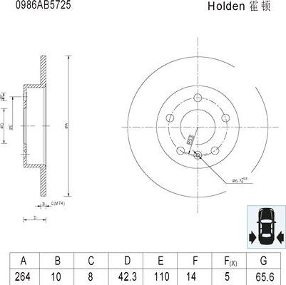 BOSCH 0 986 AB5 725 - Гальмівний диск autozip.com.ua