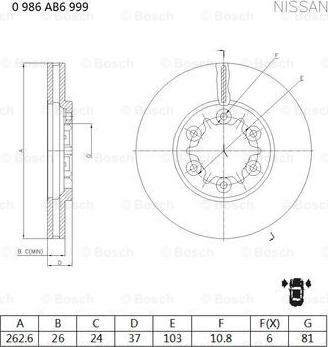 BOSCH 0 986 AB6 999 - Гальмівний диск autozip.com.ua