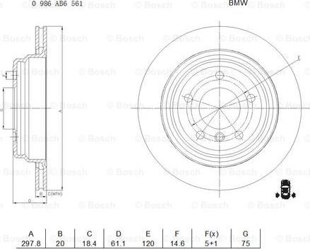 BOSCH 0 986 AB6 561 - Гальмівний диск autozip.com.ua