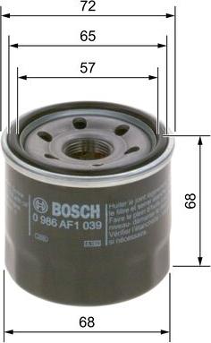 BOSCH 0 986 AF1 039 - Масляний фільтр autozip.com.ua
