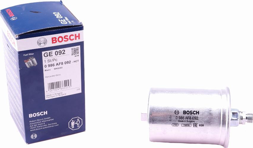 BOSCH 0 986 AF8 092 - Паливний фільтр autozip.com.ua