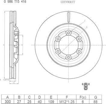 BOSCH 0 986 T15 416 - Гальмівний диск autozip.com.ua