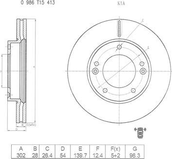 BOSCH 0 986 T15 413 - Гальмівний диск autozip.com.ua