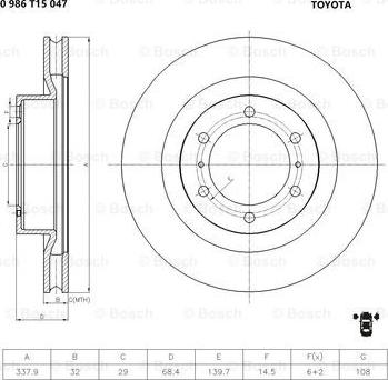 BOSCH 0 986 T15 047 - Гальмівний диск autozip.com.ua