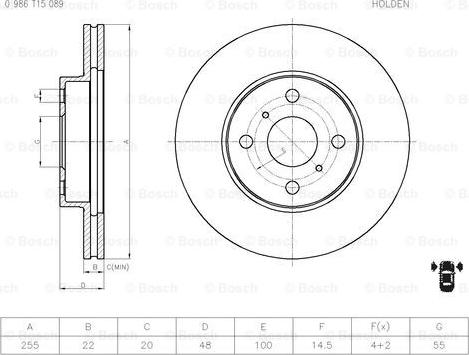 BOSCH 0 986 T15 089 - Гальмівний диск autozip.com.ua