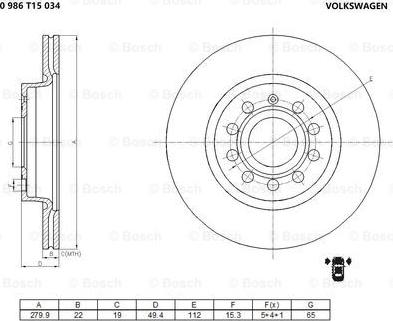 BOSCH 0 986 T15 034 - Гальмівний диск autozip.com.ua