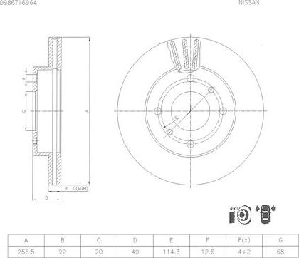 BOSCH 0 986 T16 964 - Гальмівний диск autozip.com.ua