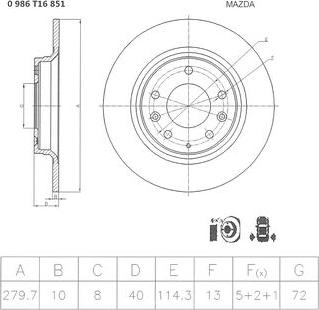 BOSCH 0 986 T16 851 - Гальмівний диск autozip.com.ua