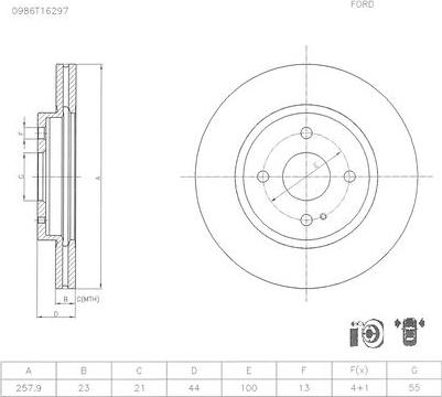 BOSCH 0 986 T16 297 - Гальмівний диск autozip.com.ua