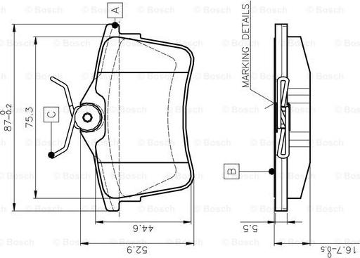 BOSCH 0 986 TB3 091 - Гальмівні колодки, дискові гальма autozip.com.ua