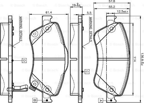 BOSCH 0 986 TB3 069 - Гальмівні колодки, дискові гальма autozip.com.ua