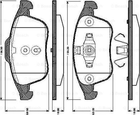 BOSCH 0 986 TB3 064 - Гальмівні колодки, дискові гальма autozip.com.ua