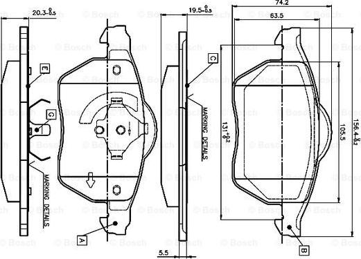 BOSCH 0 986 TB3 068 - Гальмівні колодки, дискові гальма autozip.com.ua