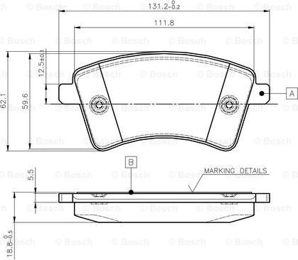 BOSCH 0 986 TB3 062 - Гальмівні колодки, дискові гальма autozip.com.ua