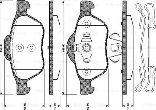 BOSCH 0 986 TB3 067 - Гальмівні колодки, дискові гальма autozip.com.ua