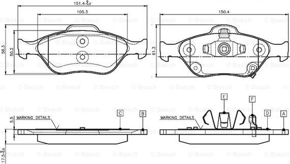 BOSCH 0 986 TB3 016 - Гальмівні колодки, дискові гальма autozip.com.ua