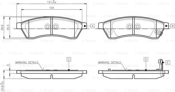 BOSCH 0 986 TB3 036 - Гальмівні колодки, дискові гальма autozip.com.ua