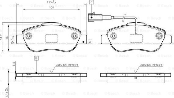 BOSCH 0 986 TB3 030 - Гальмівні колодки, дискові гальма autozip.com.ua