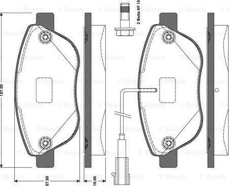 BOSCH 0 986 TB3 079 - Гальмівні колодки, дискові гальма autozip.com.ua