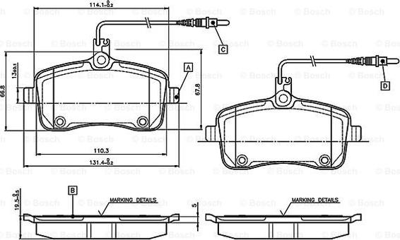 BOSCH 0 986 TB3 076 - Гальмівні колодки, дискові гальма autozip.com.ua