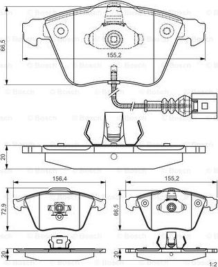 BOSCH 0 986 TB3 196 - Гальмівні колодки, дискові гальма autozip.com.ua