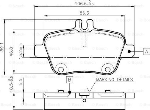 BOSCH 0 986 TB3 145 - Гальмівні колодки, дискові гальма autozip.com.ua