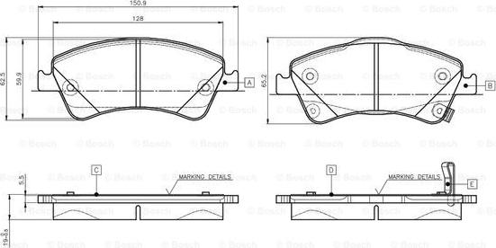 BOSCH 0 986 TB3 146 - Гальмівні колодки, дискові гальма autozip.com.ua