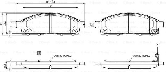 BOSCH 0 986 TB3 115 - Гальмівні колодки, дискові гальма autozip.com.ua