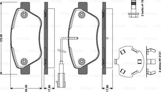 BOSCH 0 986 TB3 111 - Гальмівні колодки, дискові гальма autozip.com.ua