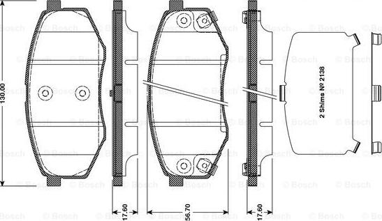 BOSCH 0 986 TB3 113 - Гальмівні колодки, дискові гальма autozip.com.ua