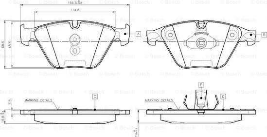 BOSCH 0 986 TB3 134 - Гальмівні колодки, дискові гальма autozip.com.ua