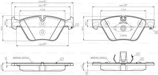 BOSCH 0 986 TB3 138 - Гальмівні колодки, дискові гальма autozip.com.ua