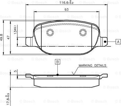 BOSCH 0 986 TB3 128 - Гальмівні колодки, дискові гальма autozip.com.ua