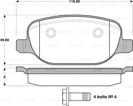 BOSCH 0 986 TB3 122 - Гальмівні колодки, дискові гальма autozip.com.ua