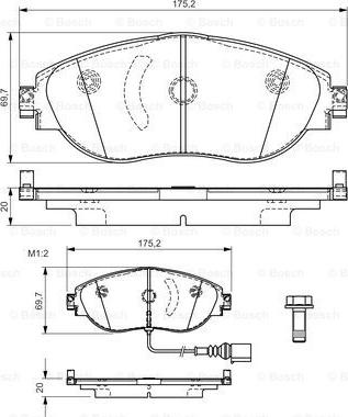 BOSCH 0 986 TB3 175 - Гальмівні колодки, дискові гальма autozip.com.ua