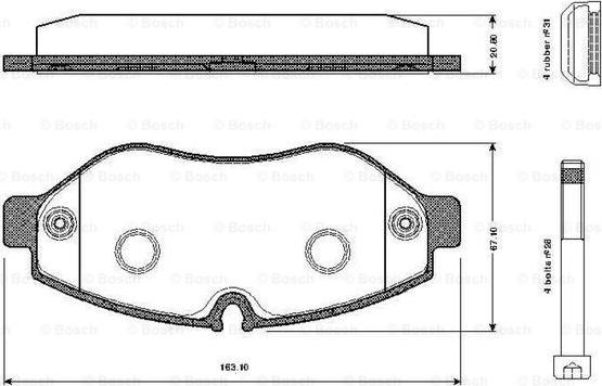 BOSCH 0 986 TB2 948 - Гальмівні колодки, дискові гальма autozip.com.ua