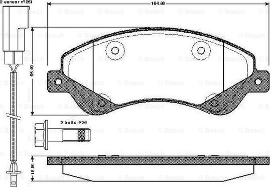 BOSCH 0 986 TB2 952 - Гальмівні колодки, дискові гальма autozip.com.ua