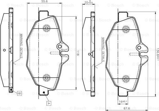 BOSCH 0 986 TB2 450 - Гальмівні колодки, дискові гальма autozip.com.ua