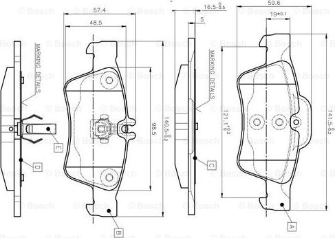 BOSCH 0 986 TB2 451 - Гальмівні колодки, дискові гальма autozip.com.ua